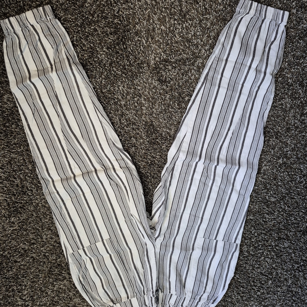 Sincerely Jules Black and White Striped Joggers